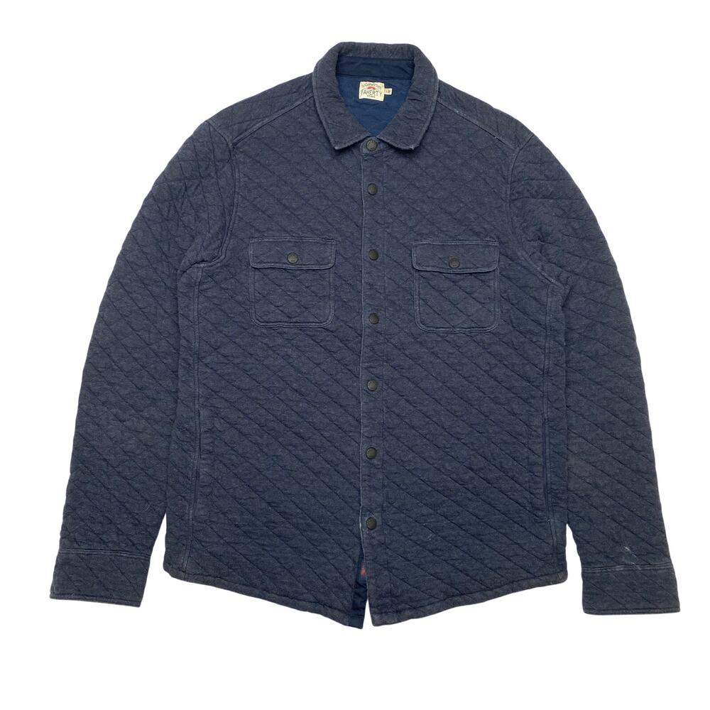 Faherty Epic Quilted Fleece CPO Shirt Jacket Shacket Navy Melange Men's Large